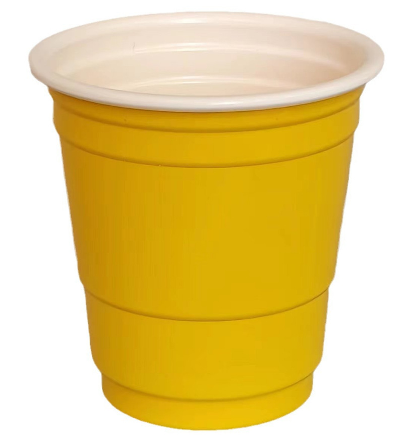Paquete de 100 Mini vasos de de 2OZ, vasos de plástico dorados y negros, vasos desechables para Navidad, cumpleaños, boda, navideña: YELLOW