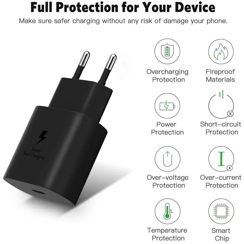 Chargeur super rapide C à C pour Samsung Galaxy S21 S20 S10 Plus Ultra Note 20 10 9 A90 82 80 72 71 70 60 52 51 50 25W PD