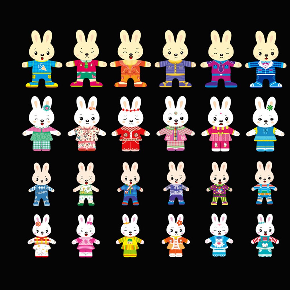 Little Rabbit/Tiger, ropa para niños, Educación Temprana, rompecabezas de madera, juego de vestidor, rompecabezas de madera para bebés, juguetes de