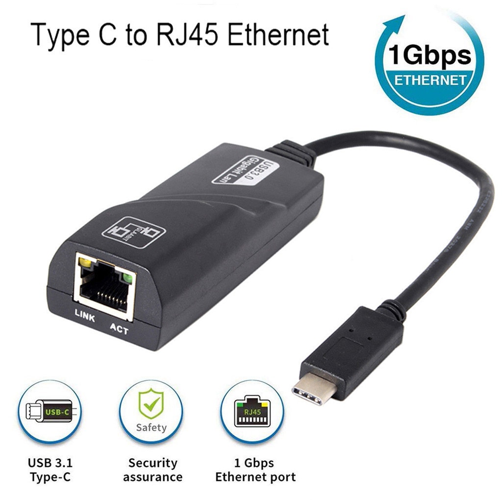 Usb c  til 1 gbps ethernet adapter Lyn 3/ type-c til  rj45 gigabit ethernet lan nettverksadapter kompatibel til reiser  #77: misligholde tittel