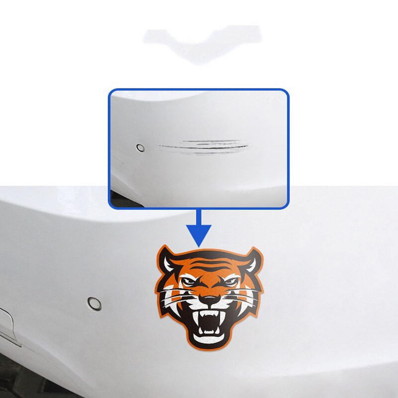 2pcs Cartoon Tiger Reflective Sticker Car Decal Warning Safety Tape Decoration Scratch Modification Made with 3M