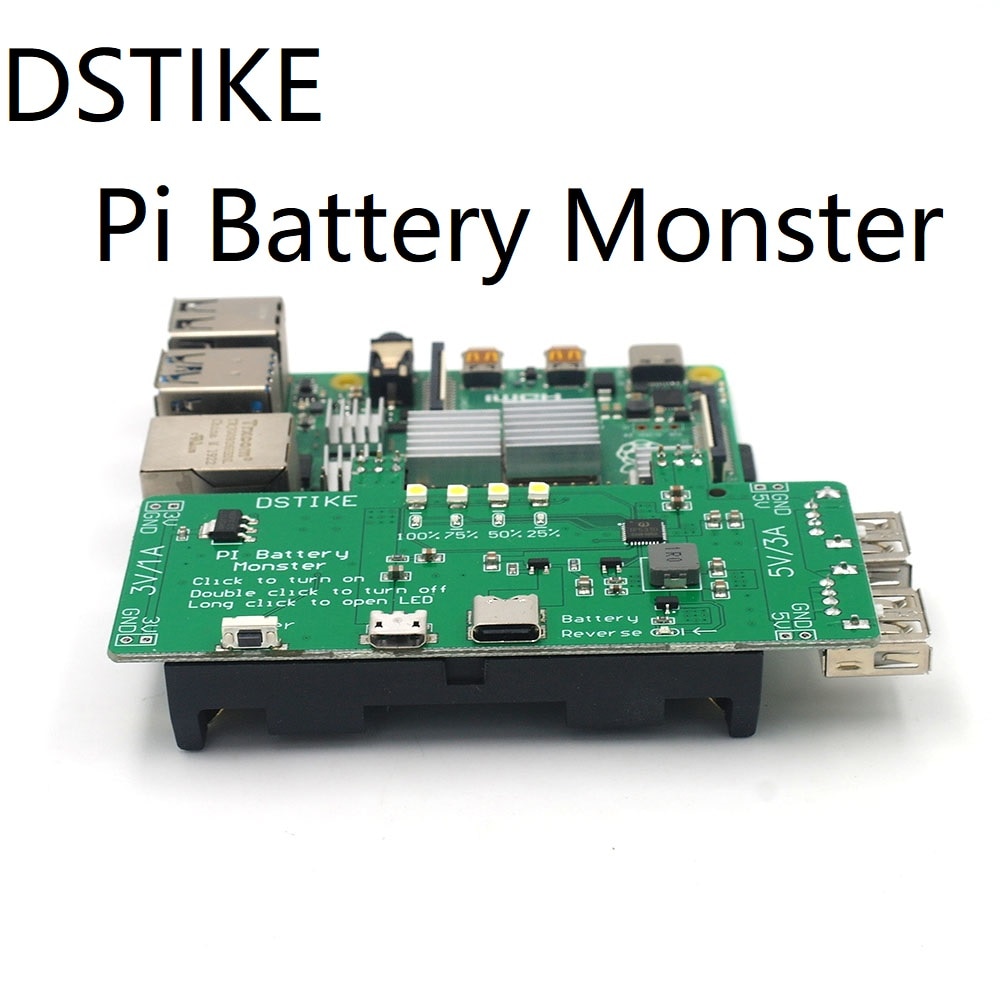 DSTIKE Pi Battery Monster Raspberry Pi Dual 18650 Battery Power Source UPS 5V3A PowerBank