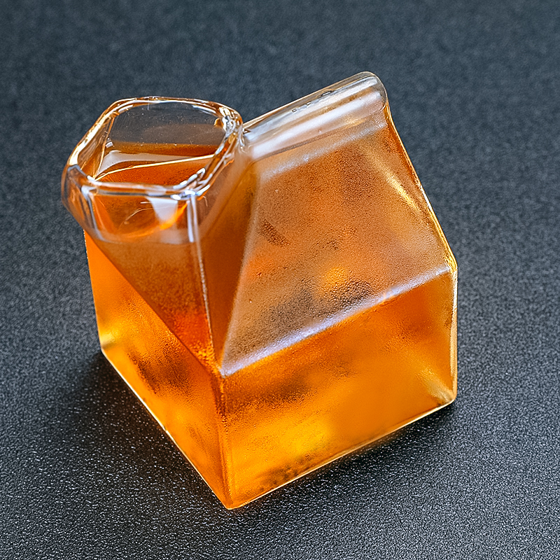 Lot de 4 verres à Cocktail carrés en verre, lait/jus, verres à Cocktail,