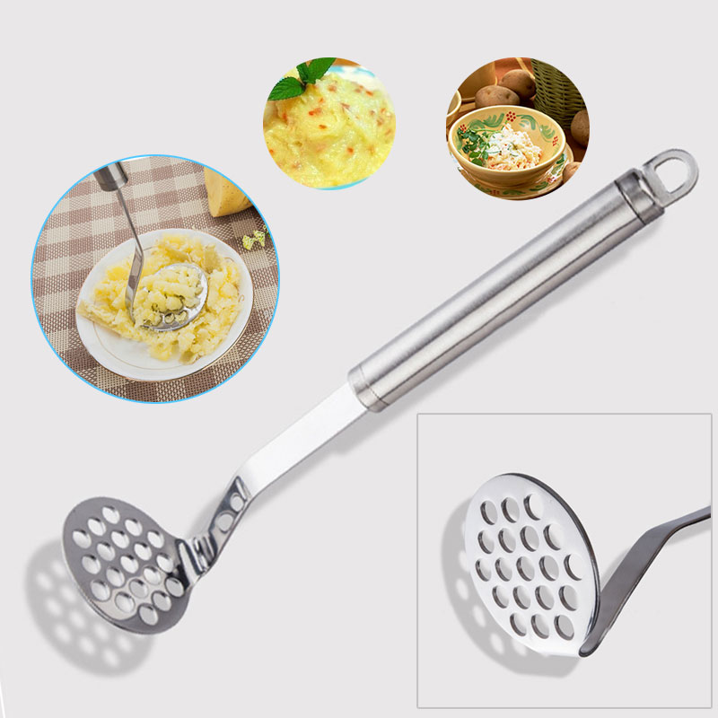 Dispositivo de cocina para hacer puré de patatas, herramienta de frutas y verduras de acero inoxidable, para ensalada de barro, 30