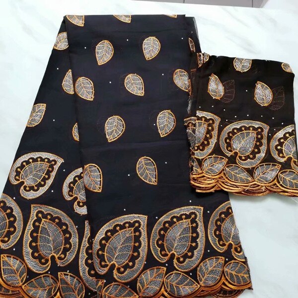 Bedst sælgende afrikanske perler voks blonde stof 5+2 yards nigeriansk broderi guipure blonde stof også oke til nigeriansk fest: Sort