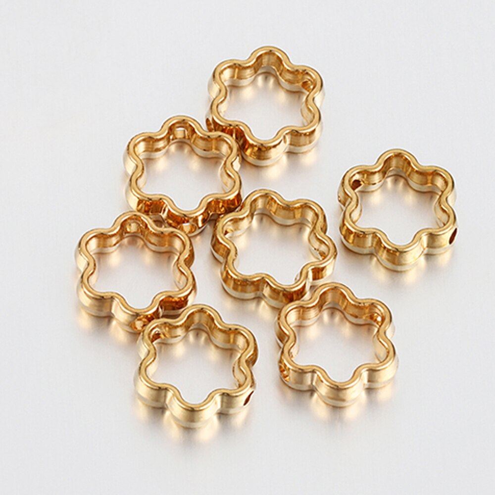 50 sztuk Love Heart dwa otwory CCB koraliki rama Spacer koraliki naszyjnik DIY złącza bransoletki wisiorki akcesoria do wyrobu biżuterii: 12mmFlower-KC Gold