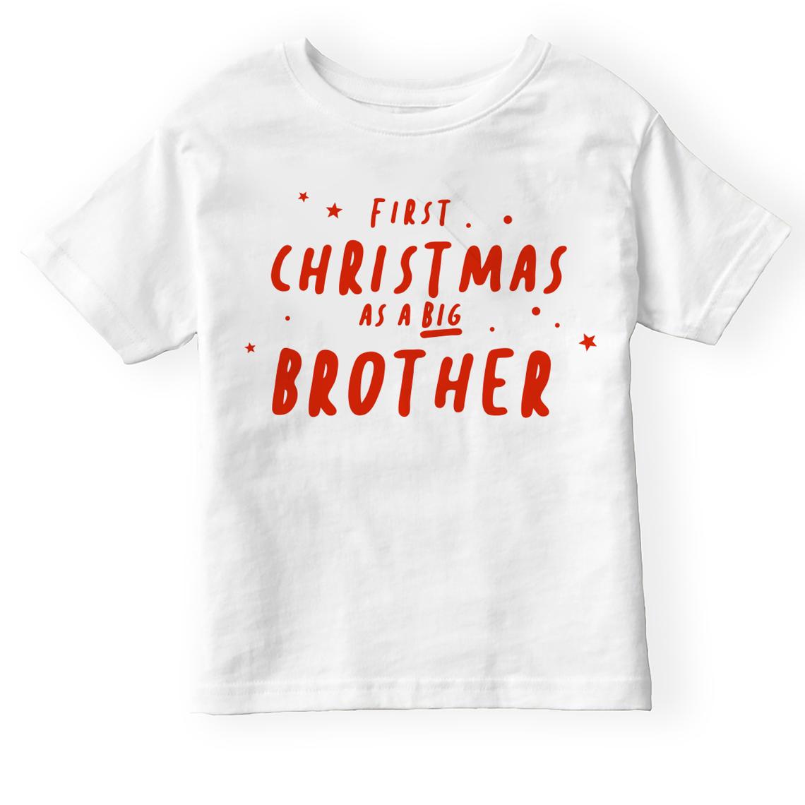 Grote Broer T-shirt & Little Sibling 1st Kerst Bodysuit Leuke Bijpassende Set Eerste Kerst Brothers Outift Anouncement Tee