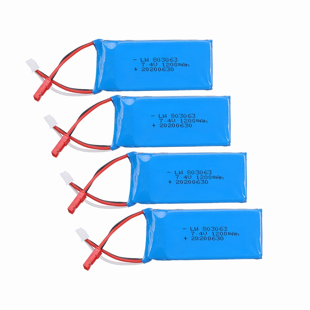 Lipo battery 7.4v 1200mAh 2s 30c JST plug for HC6 RC car V262 V333 V353 V666 V912 V913 rc helicopter 1PCS-5PCS: 4pcs