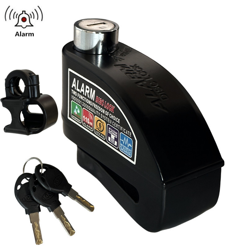 Falante motorfiets schijfrem alarmslot difunctionele fiets motor fiets scooter anti-diefstal wiel schijfrem slot waterdicht: Goud