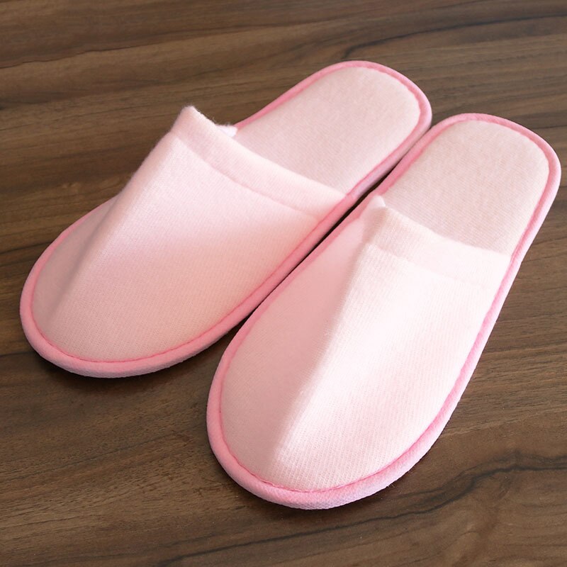 Autumn Winter Women Men Slippers Bottom Soft Home Shoe Portable Home Disposable Flip Flop Comfortable Shoe Slippers: Pink