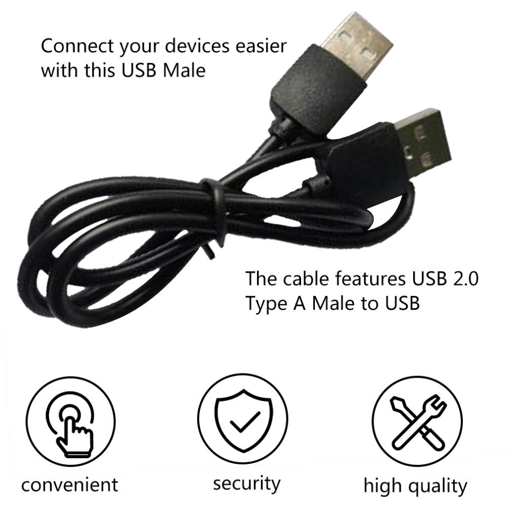 Zwart 400Mm (L) usb 2.0 Male Naar Male Uitbreiding Connector Adapter Datakabel Cord Connectors Voor Pc Smart Phone