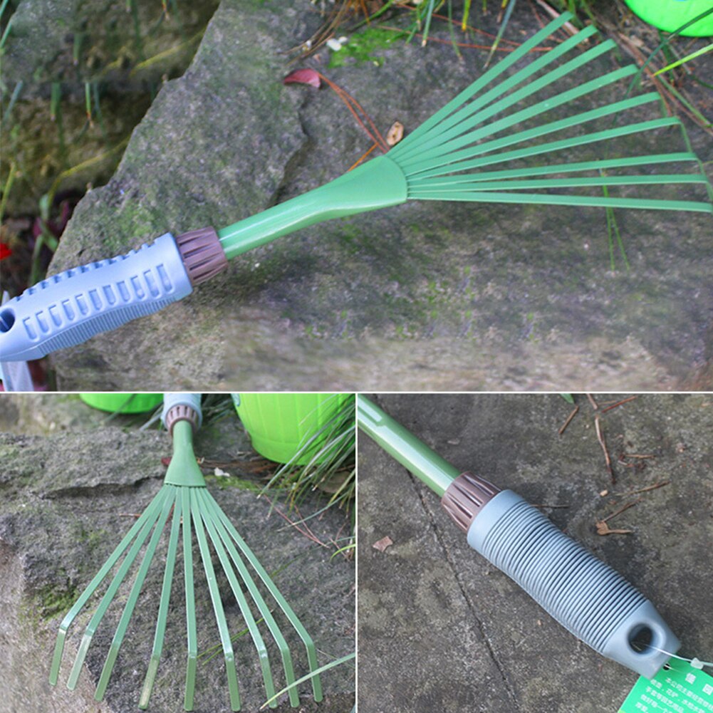 Widen Thicken Portable Iron Tools Durable Grass Rake Green Nine Teeth Courtyard Shovel Practical Garden Loose Soil