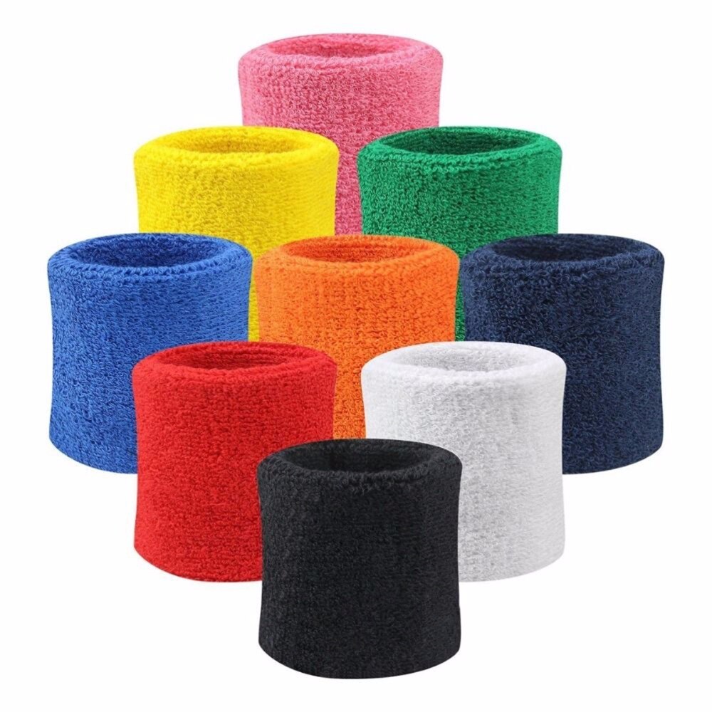 Colorful Cotton Unisex Sport Sweatband Wristband Wrist Protector 2PCS Running Badminton Basketball Brace Terry Cloth Sweat Band