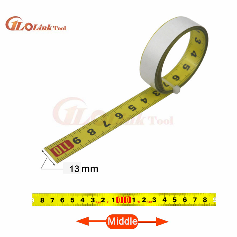 Cinta métrica de inglete de acero, regla de escala autoadhesiva de 0,5 pulgadas, cinta de 1-5M para enrutador Sierra de mesa, herramientas de medición de pista en T: Middle / 2 m