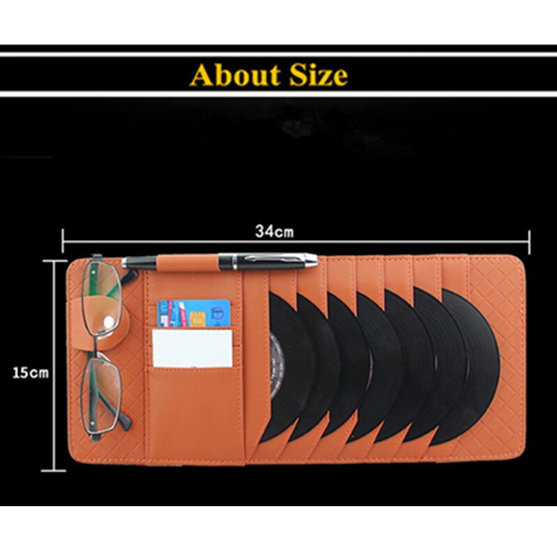 Autostyling auto zonneklep cd dvd kaart leren organizer glazen pen opberghoes auto multifunctionele opberghouder clip tas