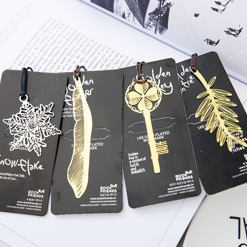 1Pc Feather Sneeuwvlok Bladwijzers Creatieve Klassieke Prachtige Mini Metalen Art Patroon Bookmark Kinderen Kantoorbenodigdheden