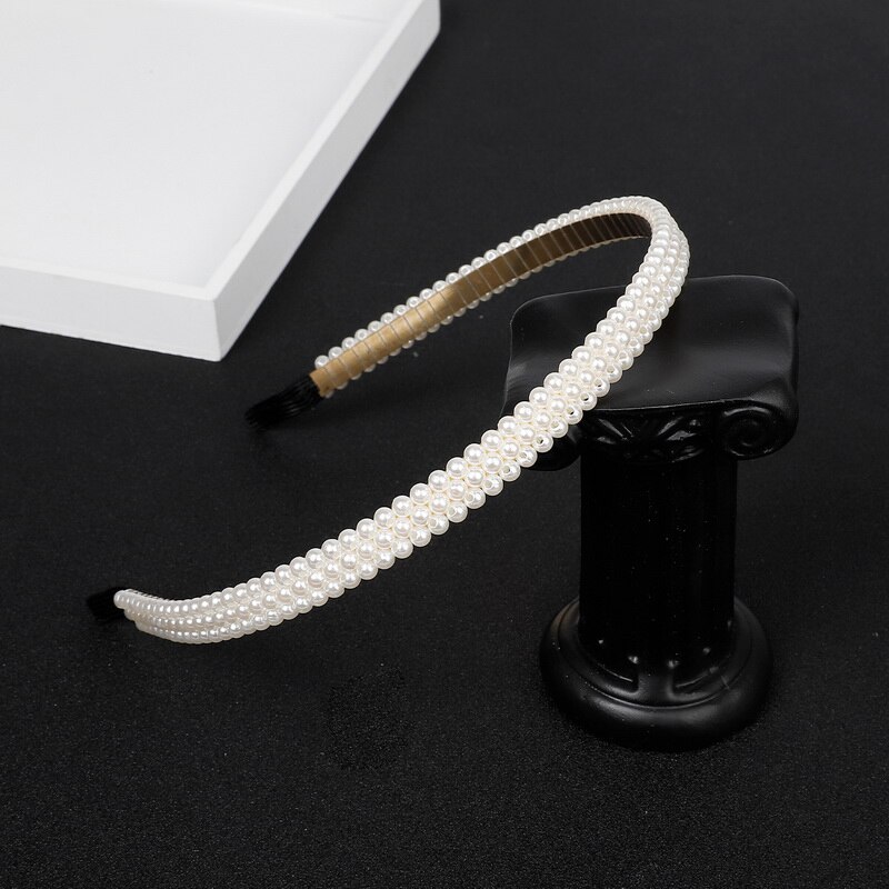 1PC Unique Hair Accessories Women Seaside Party Graceful Beautiful White Imitation Pearl Korean Headband Valentines: 03