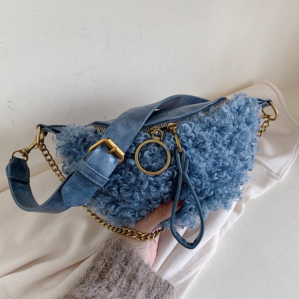 Dames kleine borsttas zachte pluche dames handtas ketting schoudertas messenger bag