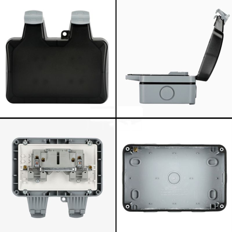 2 Gang IP66 Waterproof Outdoor Extension Lead Double Socket Six-hole 13A UK Plug