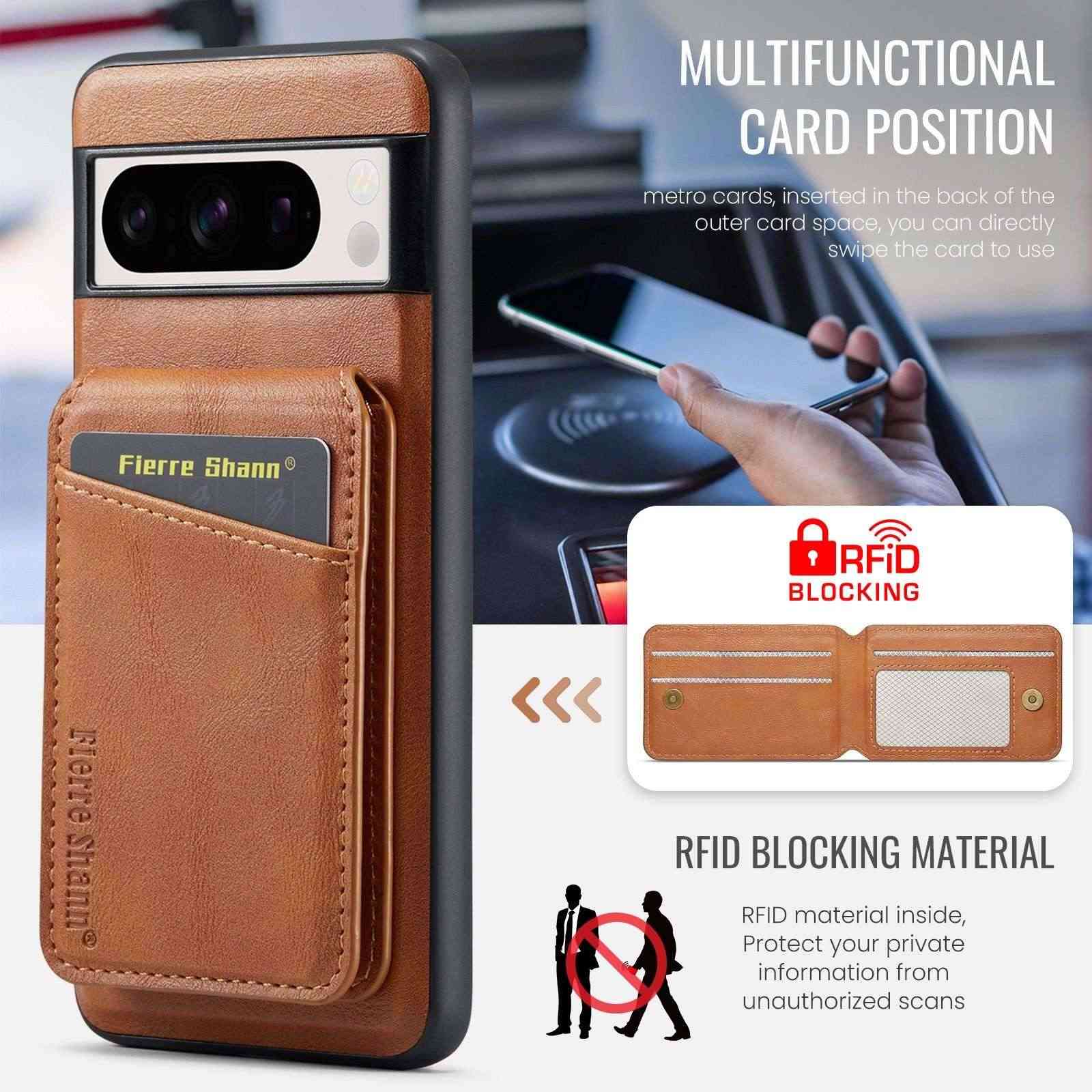 Magnetic Detachable Leather Wallet Phone Stand Case Wireless Charge Cover for Google Pixel 7 7A 8 8A 9 Pro XL 9A