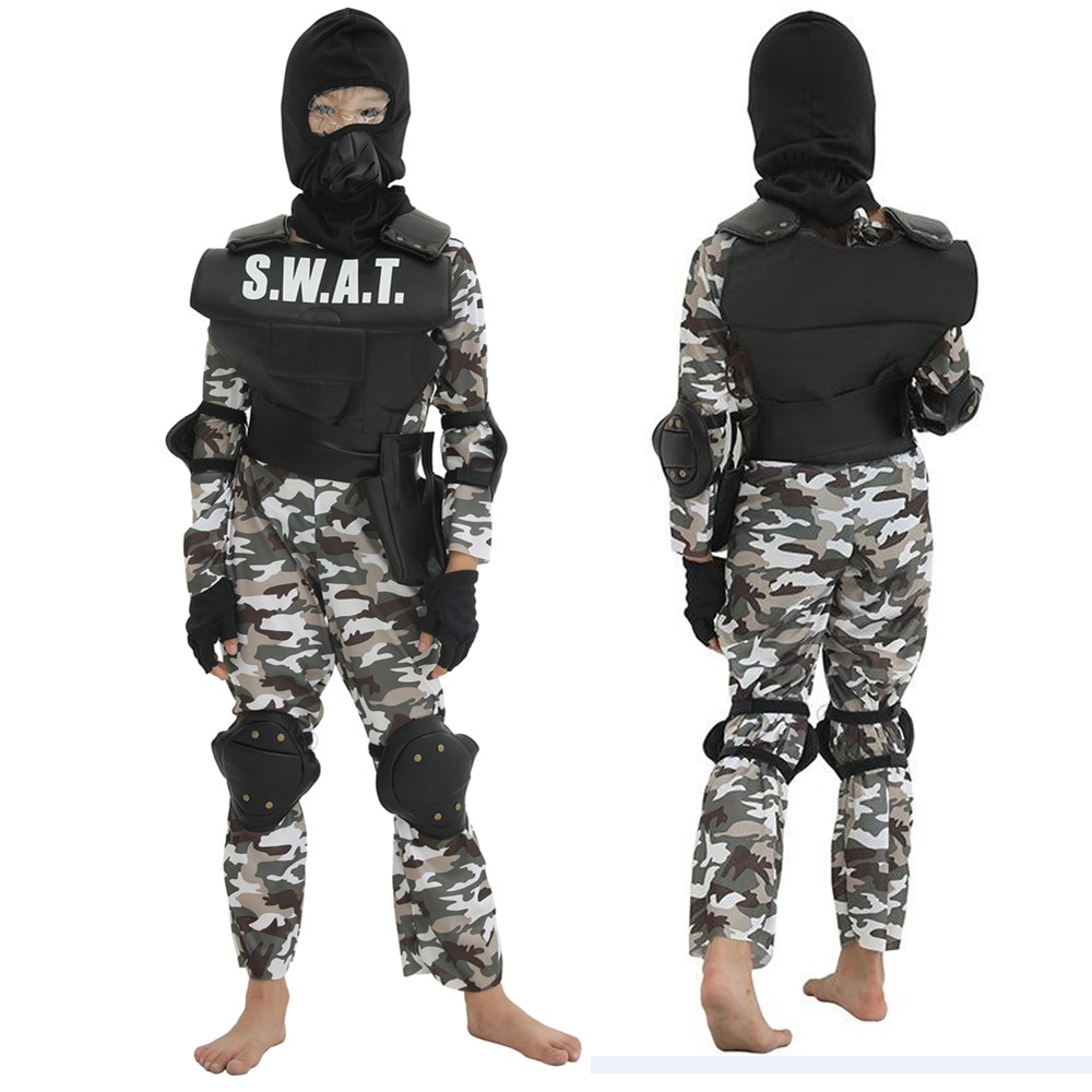 Enfant SWAT équipe Costume carnaval fête enfants Camouflage armée combinaison jeu de plein air armée policiers Cosplay vêtements ensembles pour garçons