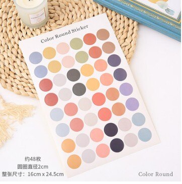 48 stuks/vel kleurrijke hartstickers kawaii ronde decoratieve stickers diy dagboekstickers dagboek scrapbooking label briefpapier tob: 1c