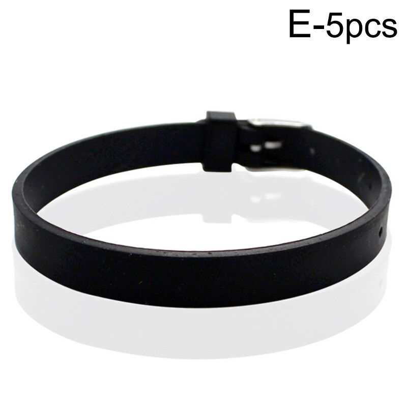5pcs Silicone Wristband Bracelet Casual Bangles Wrist Band Sports Jogger Running Adjustable Jewelry Accessories: E