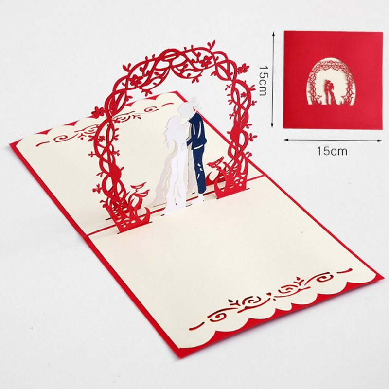 Rose Pop-up Card-3D - Greeting Card, Romantic Red Flower Handmade Card, Wife's Valentine's Day Pop-up Card