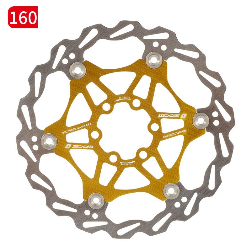 Zoom Bicycle Disc Brake MTB Brake Float Floating Disc Rotors 160mm 180mm 203mm Hydraulic Brake Pads Float Rotors Bicycle Parts: gold 160mm