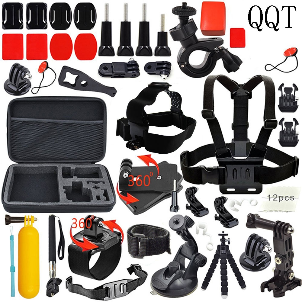 Qqt Voor Gopro Accessoires Set Kit Voor Gopro Hero 7 6 5 Zwart Go Pro Hero 4/3 + / 3/2 1 Sport Camera Accessoires