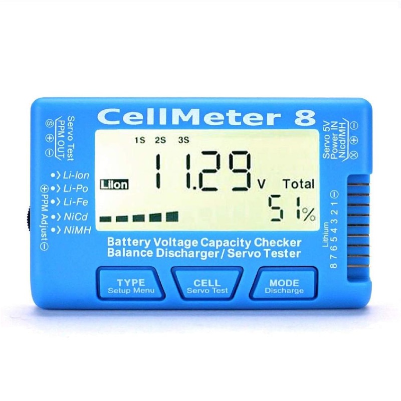 Cell Meter 8 Multifunctionele 2-8S Elektrische Display Lithium Batterij Voltage Elektrische Hoeveelheid Display Balance Actuator Tester