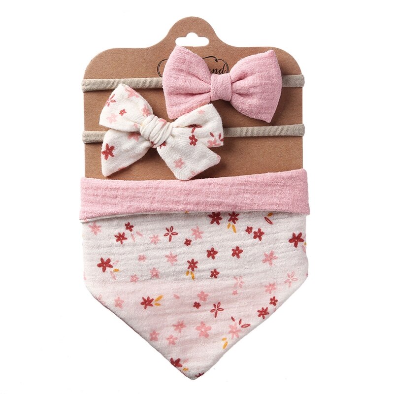3 pz/set cotone bavaglino fiocco fascia pulsante regolabile triangolo Saliva asciugamano stampa neonato ragazzo ragazza alimentazione Burp panno: 4