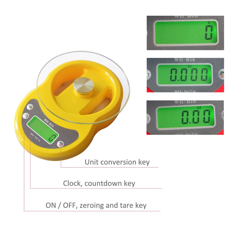 Precisie Lcd Digitale Weegschaal 7Kg 1G Digitale Weegschaal Voor Voedsel Elektronische Keukenweegschaal Met Timer Gewicht Weegschaal voor Koken