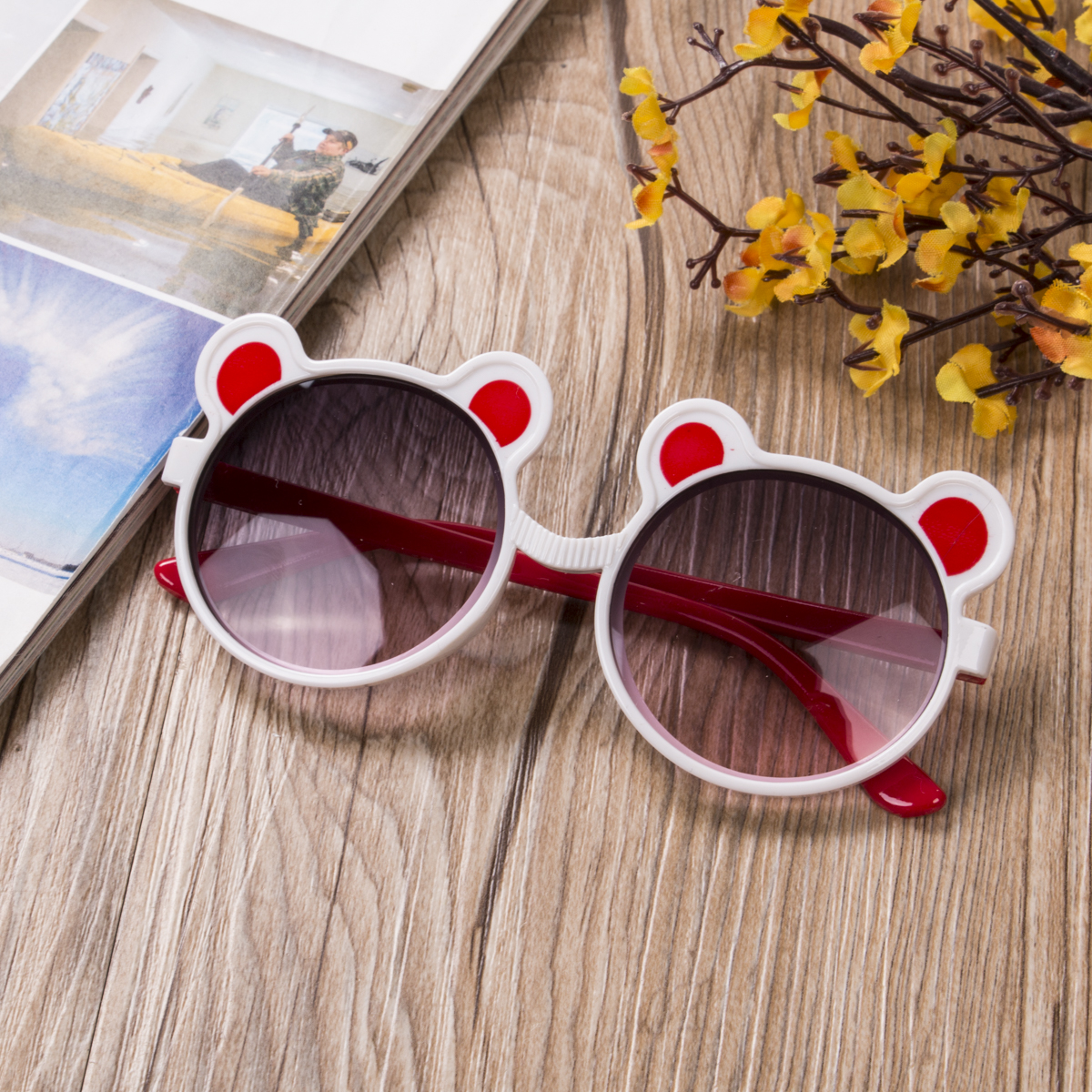 Kids Zonnebril Fshion Zomer Baby Jongens Meisjes Cartoon Leuke Beer-Vormige Anti-Uv Zonnebril Voor Fotografie Outdoor Strand