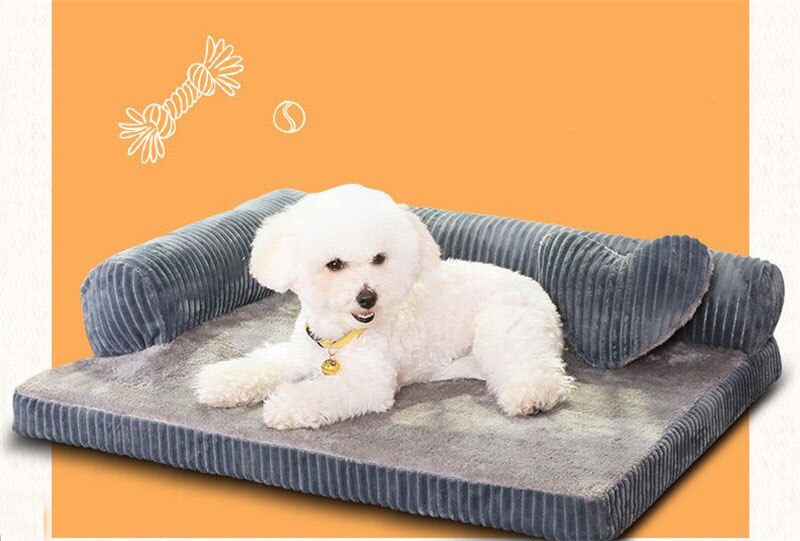 Luksus stor hundeseng sofa hund kat kæledyrspude til store hunde vaskbar rede kattegrus bamse hvalpemåtte kennel kæledyrshus sml xl: Grå / 105 x 90 x 20cm