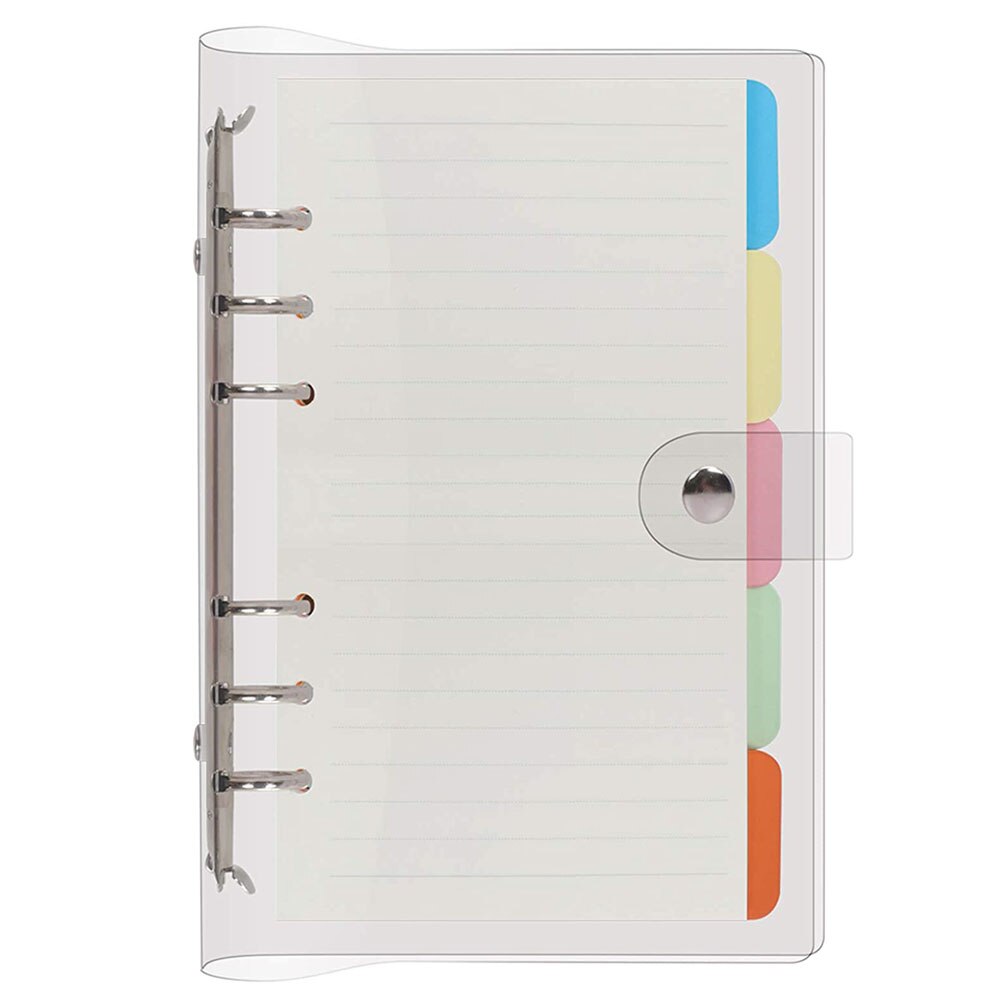 Carpeta estilo agenda A5 A6 de PVC transparente, cubierta recargable, hoja suelta, 6 anillos, diario Personal con insertar 45 hojas, separadores de papel: A6