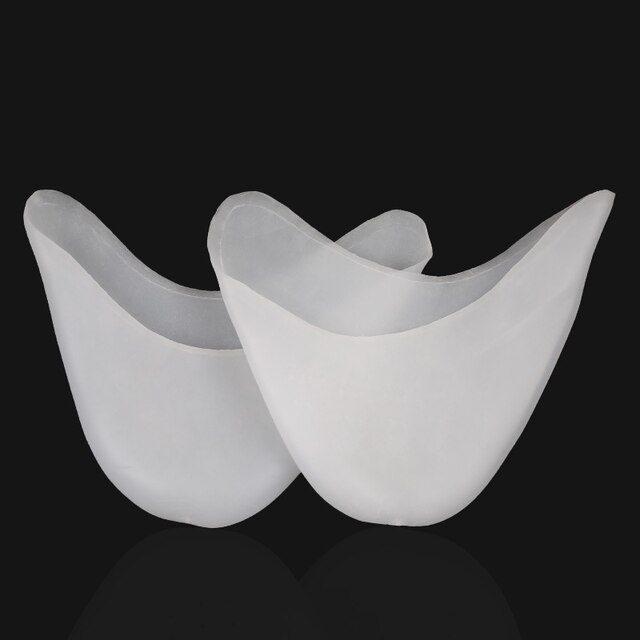 4 stk= 2 par tåpuder balletbøjler sko beskytter hallux valgus orthotics silikone pude gel indlæg fodpleje pedicure: Hvid intet hul