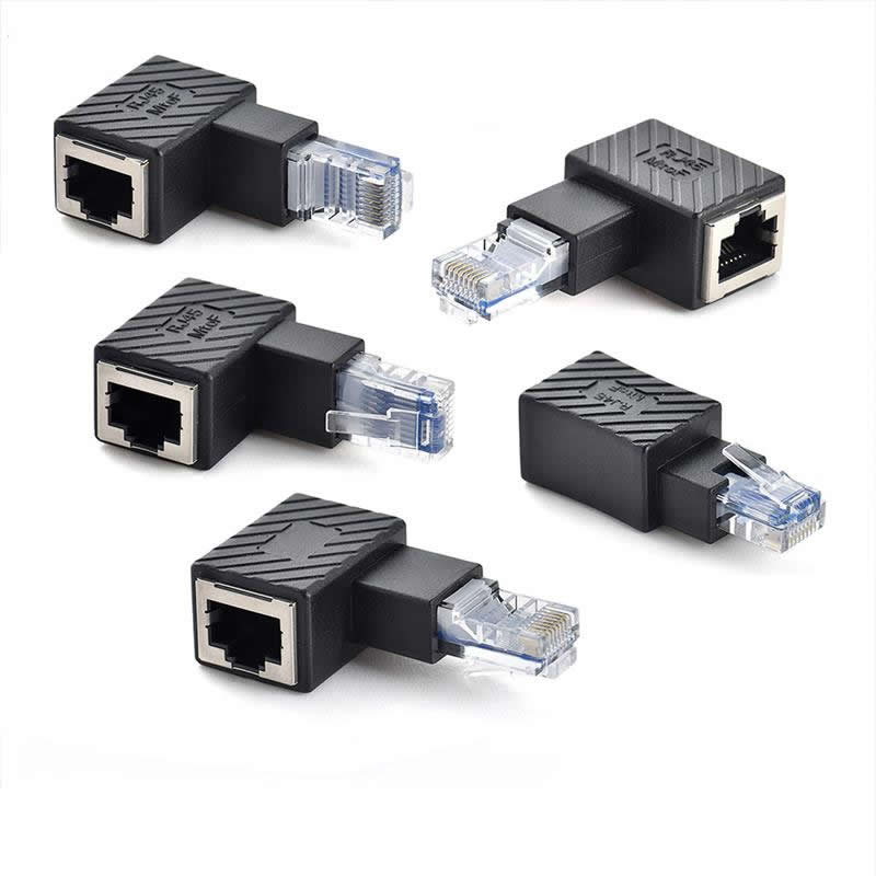 Network Extension Adapter RJ45 Ethernet Adapter Up Down Left Right Angled 90 Degree 8P8C FTP STP UTP Male to Female Lan Ethernet