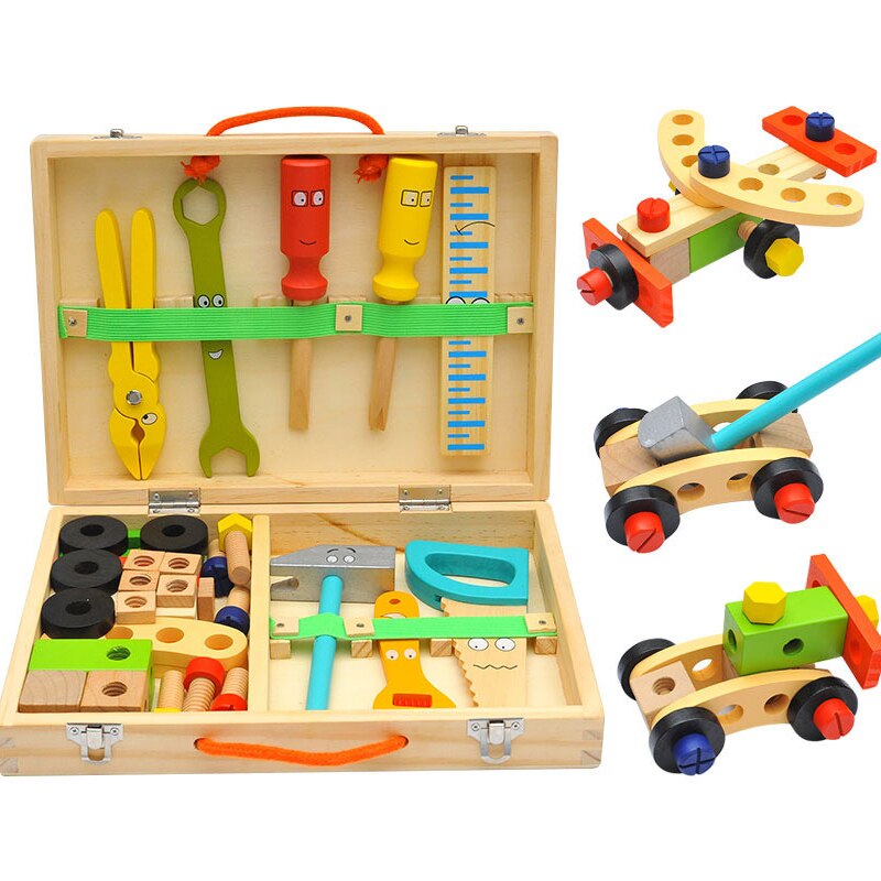 Kids Diy Tool Set Kit Educatief Speelgoed Simulatie Reparatie Tools Speelgoed Houten Spel Leren Techniek Puzzel Speelgoed Voor Kinderen