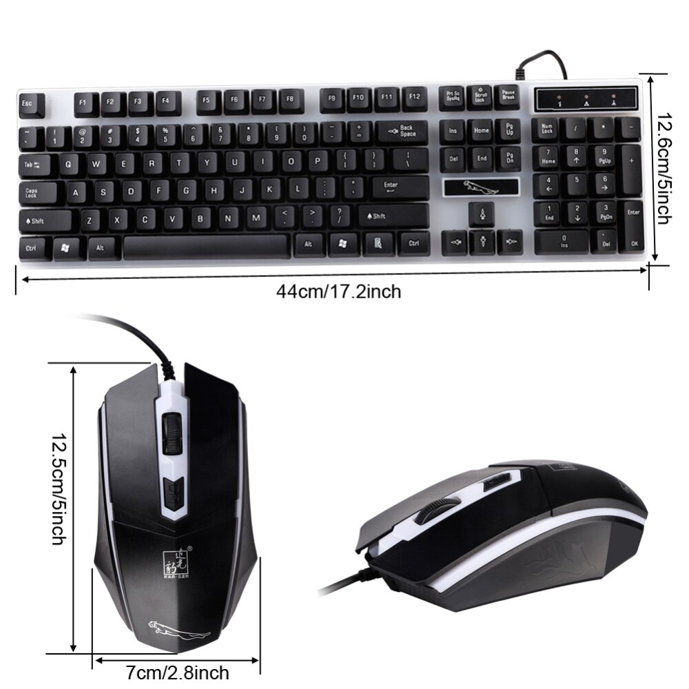 Gaming Keyboard 3D Mouse Kit with backlight keyboard Anti-slip Rainbow LED Wired USB Equipment Set For PC Laptop PS4