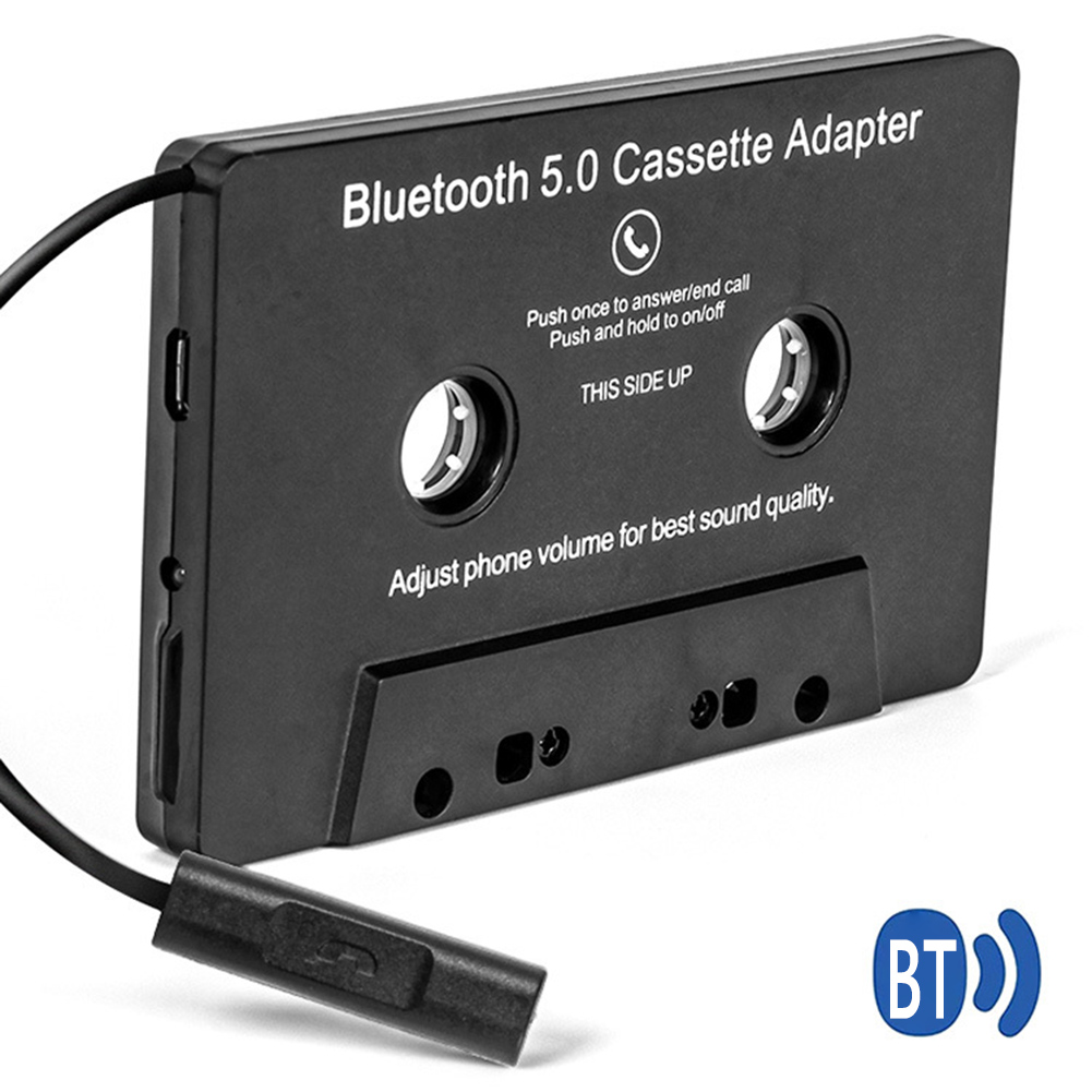 Conversor sem fio Bluetooth para fita do carro, adaptador de áudio estéreo HiFi com microfone, AAC, MP3, SBC, 3.5mm AUX, Bluetooth 5.0