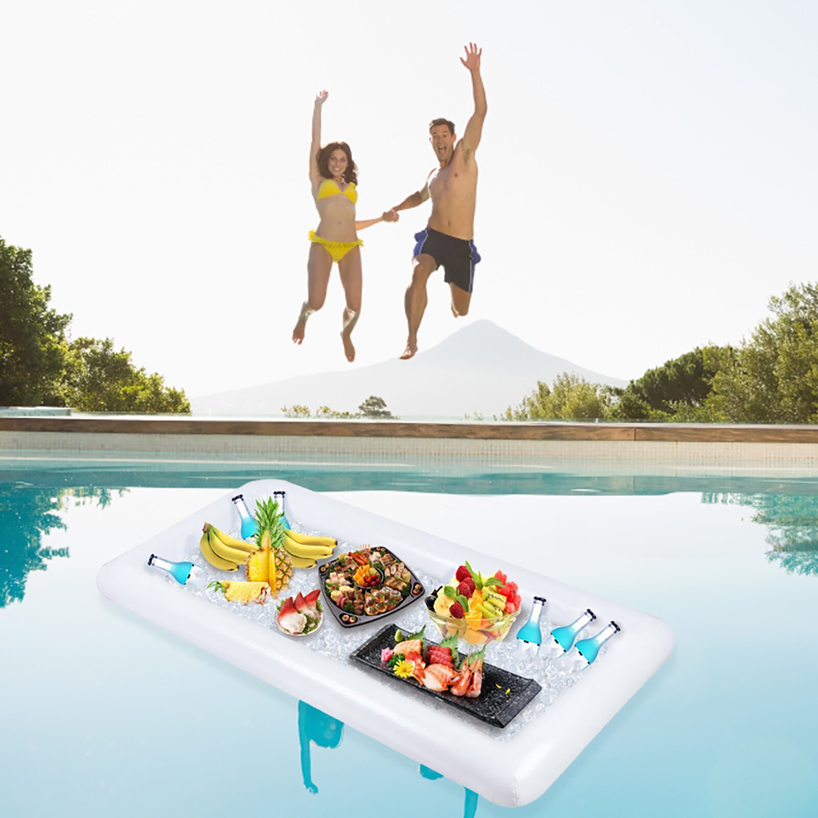 Inflatable Serving Bar, Floating Ice Serving Buffet Salad Cooler, White