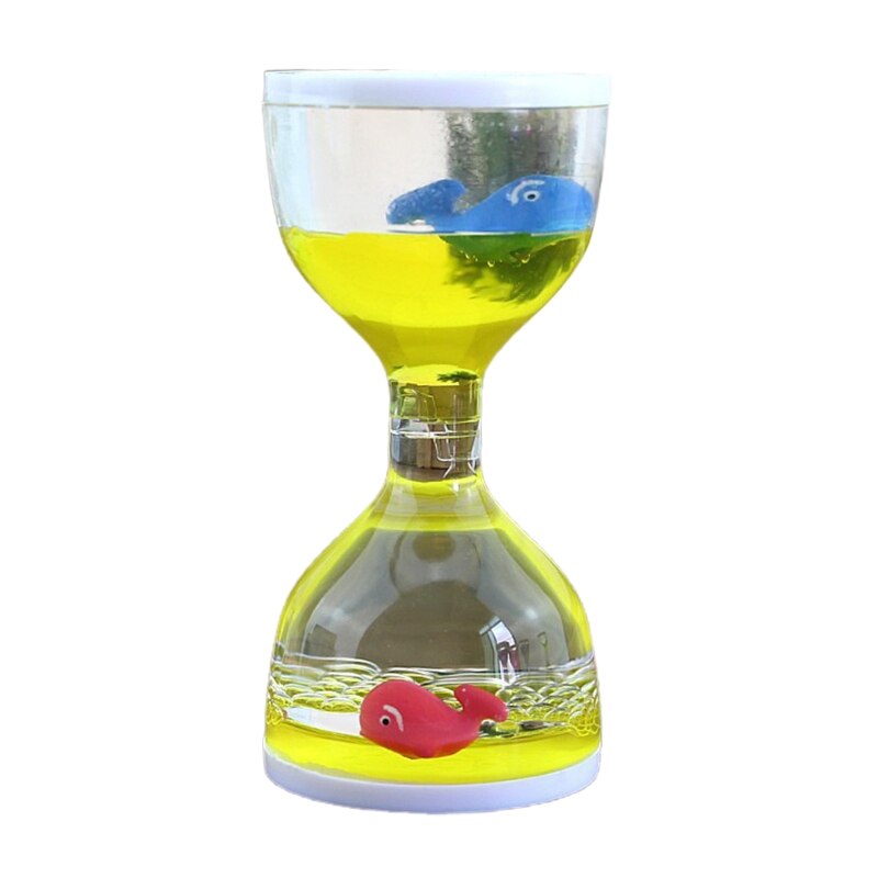 Liquid Motion Bubbler Timer Desk Sensory Toy Animal Floating Oil Hourglass for F: Yellow