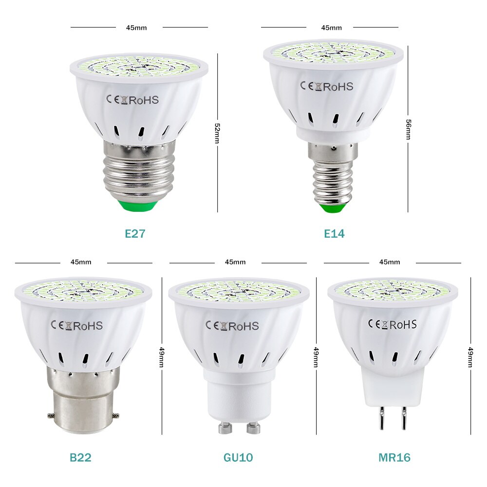 UV Light E14 Ultraviolet Sterilizer Lamp 48 60 80leds E27 LED Lampara Germicidal GU10 UVC Light Bulb MR16 LED Disinfectant Lamp