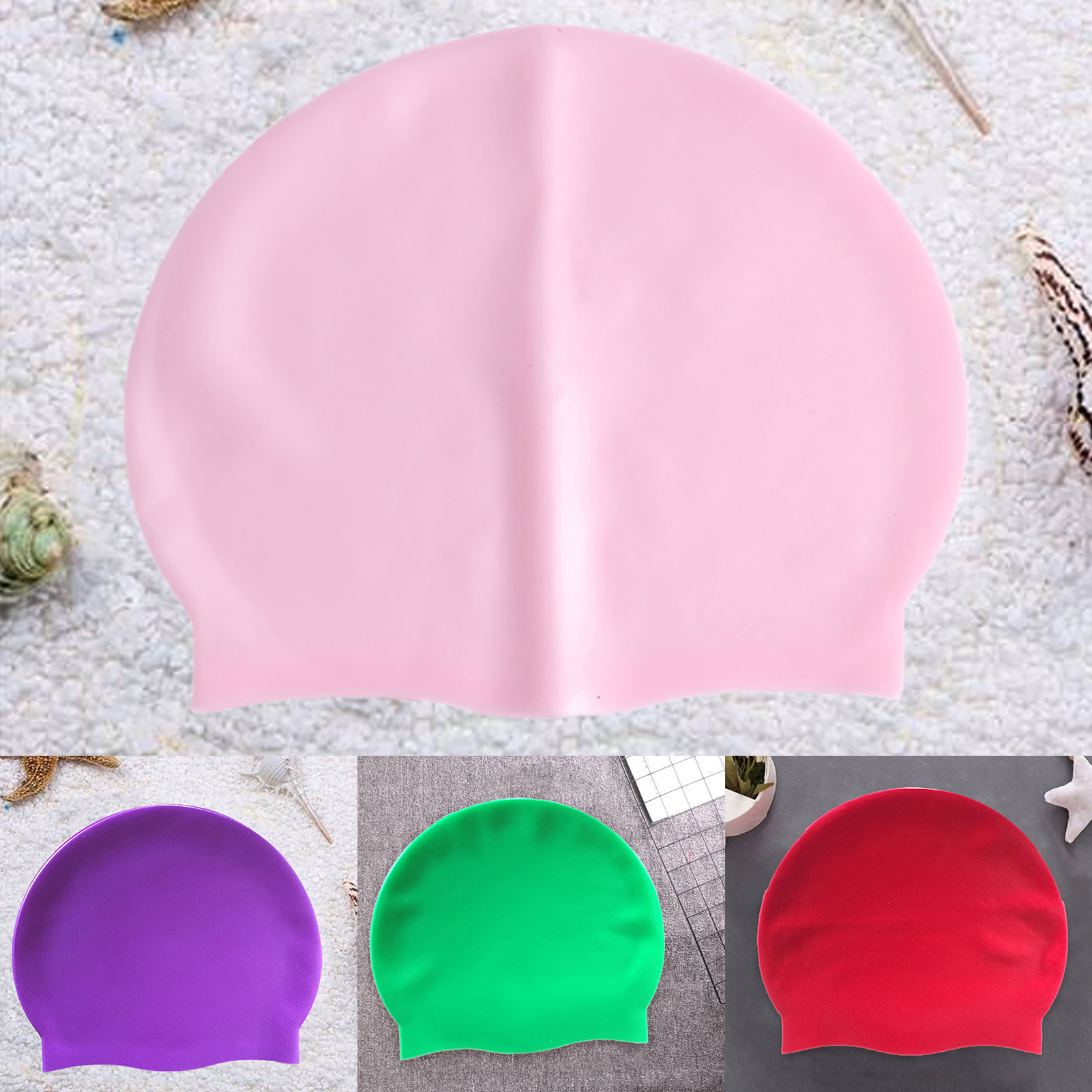Elastic Silicone Waterproof Swim Cap Elastic Put on Easily Silicone Silicone Swimcap Long Hair for Training