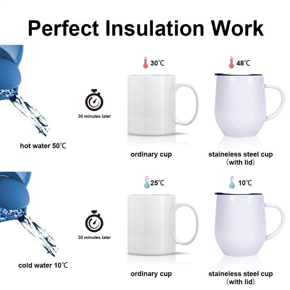 12oz bpa gratis dobbel vegg rustfritt stål melk drikke øl термокружка kopp egg form kaffe krus som lokk med håndtak