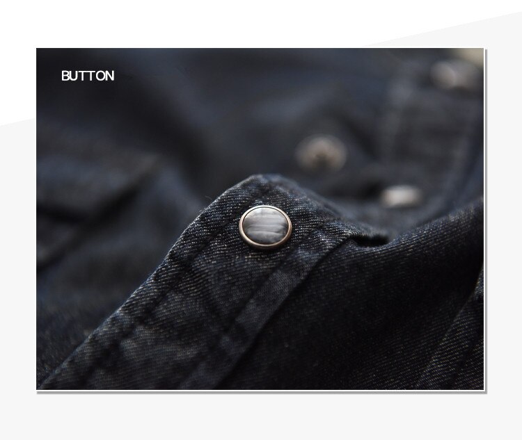 Katoenen denim overhemd heren merkkleding mandarijn kraag overhemd heren retro wassing donker slim fit heren overhemd casual camisa masculina