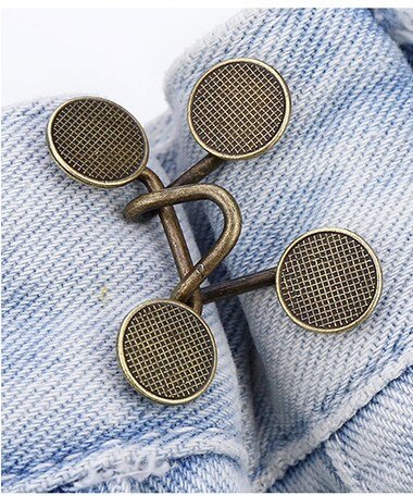 10Set Afneembare Universele Vaste Knop Haak En Bar Fastener Jeans Broek Rok Pent Taille Passen Extender Decoratieve Knoppen: Antique Brass