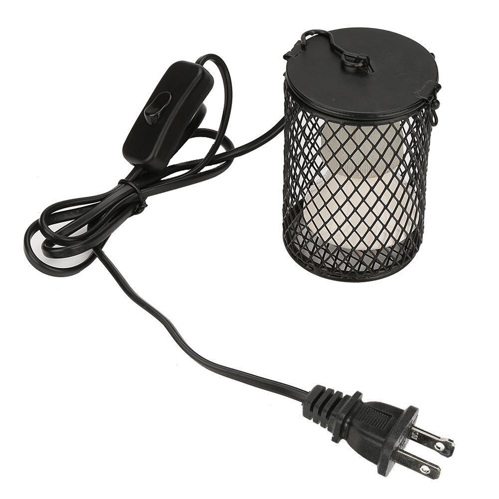 Kæledyr varmelampe infrarød keramisk lys med sikkerhedsbur emitter varme lampe dæksel til kæledyr forsyninger kyllinger krybdyr lampeskærm: Mørk khaki