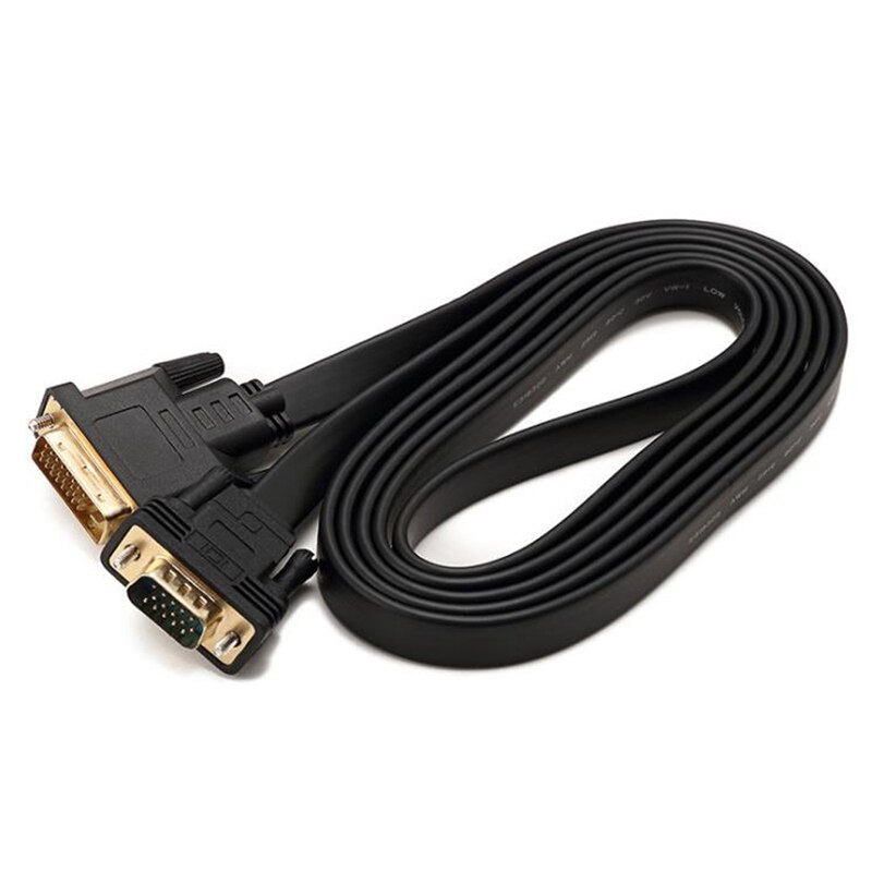 Active DVI-D Dual Link 24+1 Male to VGA Male Adapter with Flat Cable Adapter for Laptop,PC,Monitor or Projector 2M: Default Title